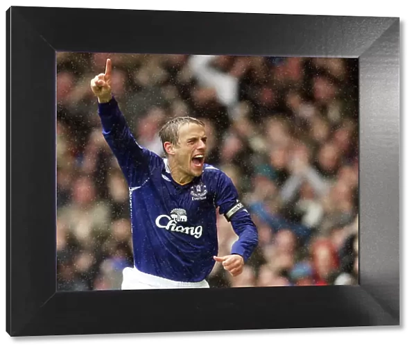 Phil Neville's Thrilling Goal: Everton's Victory Over Aston Villa in the Barclays Premier League, Goodison Park, 27th April 2008