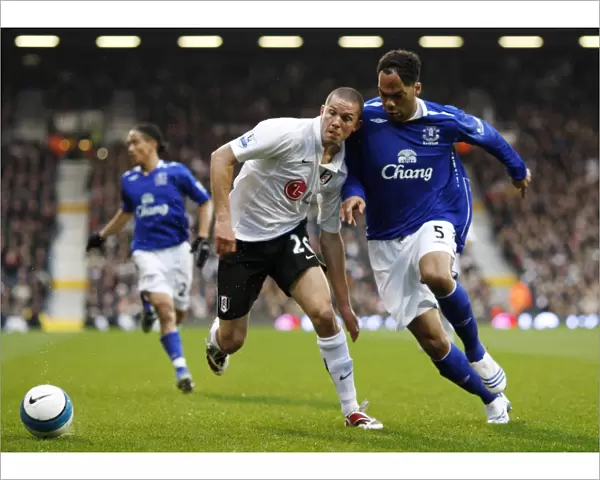 Football - Fulham v Everton Barclays Premier League - Craven Cottage - 16  /  3  /  08 Evertons Joleon Lescott and Fulhams Leon Andreasen Mandatory Credit: Action Images  /  John Sibley Livepic NO ONLINE  /  INTERNET USE WITHOUT A LICENCE FROM THE FOOTBA