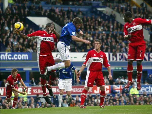 James Beattie Scores Past Ugo Ehiogu for Everton