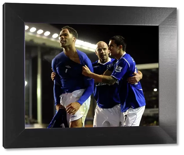 Everton's Lescott and Cahill Celebrate Second Goal vs. Aston Villa (08 / 09)