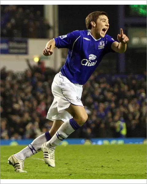 Dan Gosling Scores the Thrilling First Goal for Everton Against Liverpool in the FA Cup Fourth Round Replay at Goodison Park (2009)