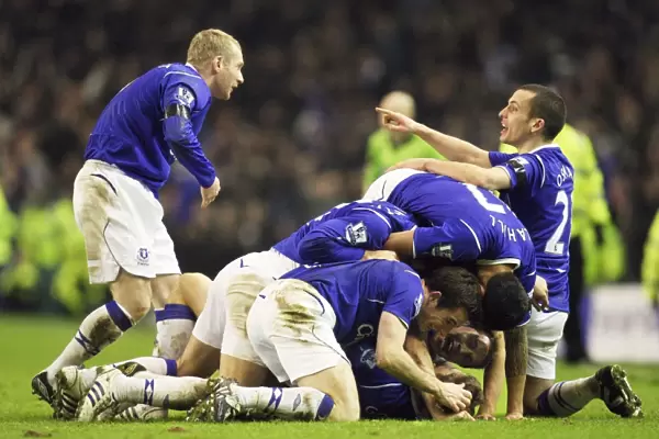 Dan Gosling Scores the Shocking First Goal for Everton Against Liverpool in FA Cup Fourth Round Replay (2009)