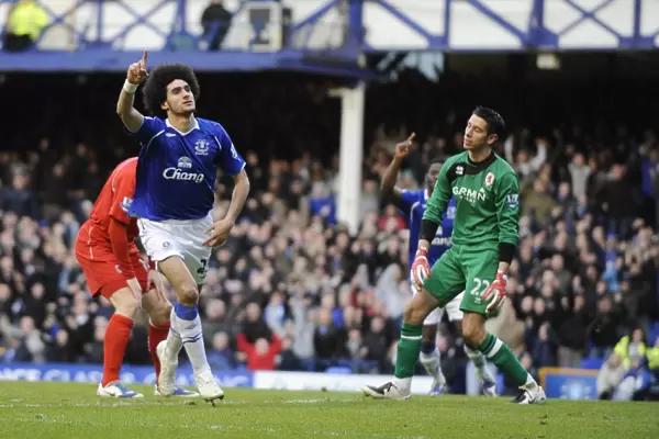 Marouane Fellaini Scores the First FA Cup Quarterfinal Goal for Everton Against Middlesbrough at Goodison Park (8 / 3 / 09)