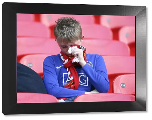 Dejected Manchester United Fan at Wembley: Everton FC Beats Manchester United in FA Cup Semi-Final