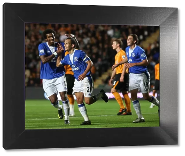 Leon Osman's Brace: Everton's Fourth Goal Celebration vs. Hull City in Carling Cup