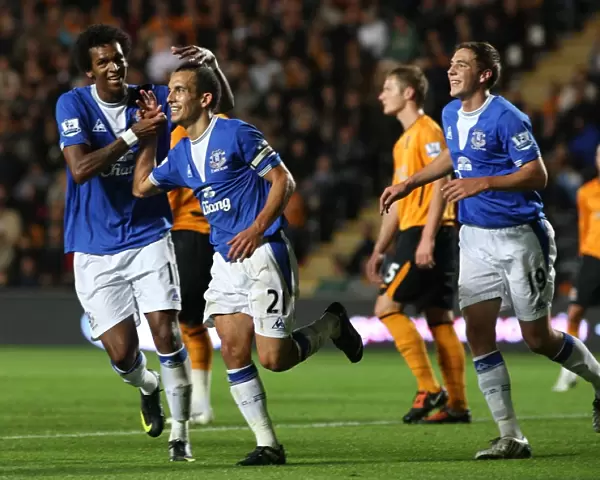 Leon Osman's Brace: Everton's Fourth Goal Celebration vs. Hull City in Carling Cup