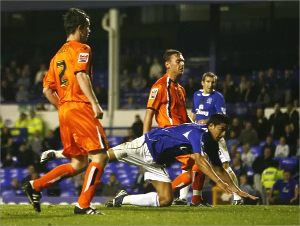 Everton v Luton Town - Goodison Park - 24  /  10  /  06 Evertons Tim Cahill scores the opening goal against Luton Town