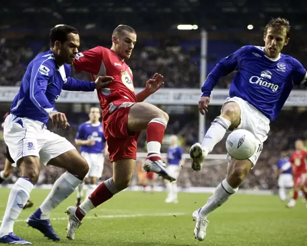 Everton v Blackburn Rovers FA Cup 3rd Round David Bentley under pressure from Phil Neville