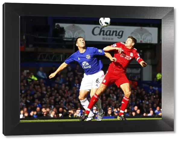 Intense Rivalry: Jagielka vs. Gerrard - The Battle for the Ball at Goodison Park (Everton vs. Liverpool, Barclays Premier League, October 2010)
