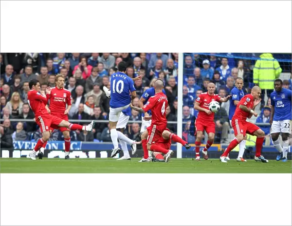 Mikel Arteta's Thrilling Strike: Everton vs. Liverpool at Goodison Park - Barclays Premier League