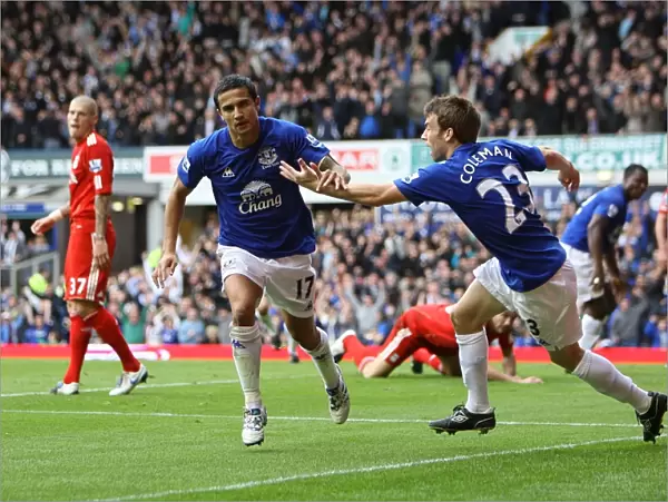 Everton's Tim Cahill and Seamus Coleman: Unforgettable Goal Celebration Against Liverpool at Goodison Park