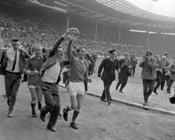 Everton's Glorious FA Cup Victory: Young and Temple Celebrate with Adoring Fans (1966)