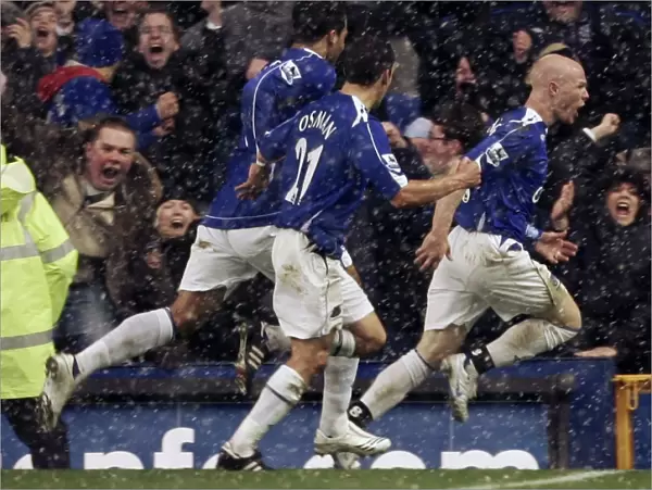 Evertons Johnson celebrates after scoring during their English Premier League soccer match against