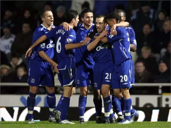 Football - West Ham United v Everton Carling Cup Quarter Final - Upton Park - 07  /  08 - 12  /  12  /  07 Leon Osman - Everton celebrates with team mates after scoring their first goal of the match Mandatory Credit: Action Images  / 