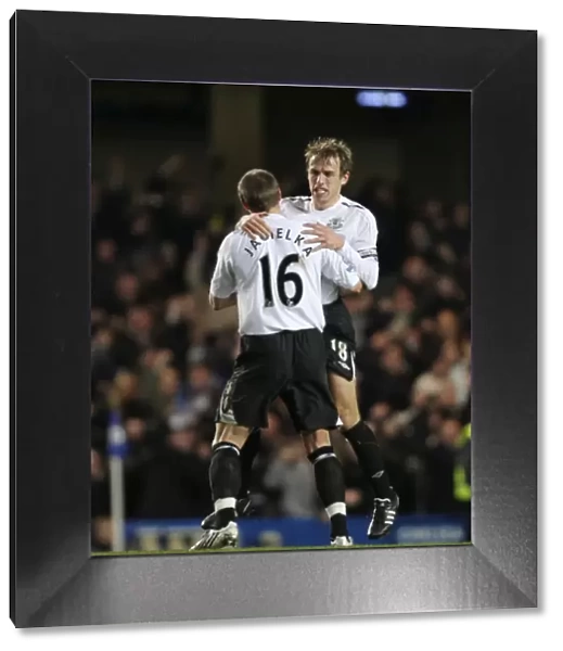 Phil Neville and Phil Jagielka: Everton's Unforgettable Goal Celebration in Carling Cup Semi-Final vs Chelsea (8 / 1 / 08)