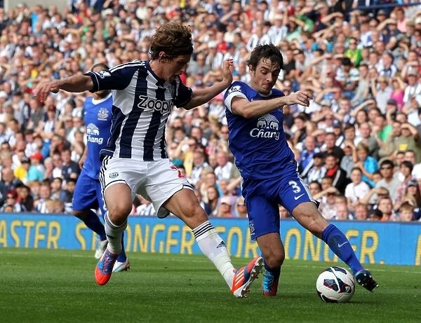 Baines vs. Jones: A Tussle in the Premier League Clash between Everton and West Bromwich Albion (01-09-2012)