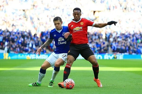 Battle for the Ball: Muhamed Besic vs Anthony Martial - Everton vs Manchester United FA Cup Semi-Final at Wembley Stadium
