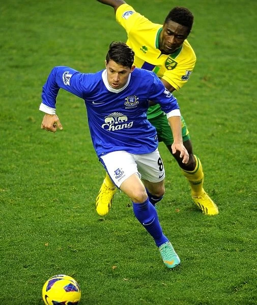 Battle for the Ball: Oviedo vs. Tettey - Everton vs. Norwich City Rivalry (Barclays Premier League, Goodison Park, 24-11-2012)