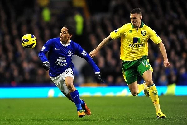 Battle for the Ball: Pienaar vs. Pilkington - Everton vs. Norwich City's Intense Rivalry in the Barclays Premier League (1-1)