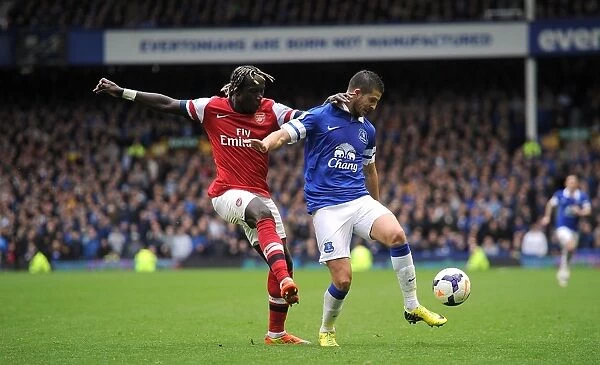 Battle at Goodison Park: Mirallas vs Sagna Clash in Everton's 3-0 Victory over Arsenal