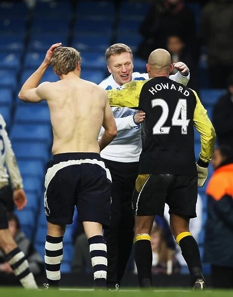 David Moyes and Tim Howard: Everton's FA Cup Upset Celebration Against Chelsea at Stamford Bridge (February 19, 2011)
