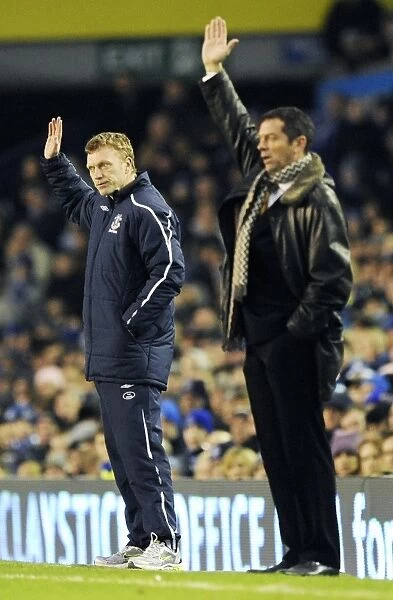 Deep in Thought: Moyes and Brown Pondering at Goodison Park during Everton vs. Hull City, 2009 Barclays Premier League