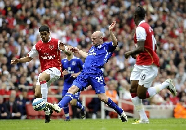 Denilson vs. Carsley: Intense Rivalry in the Arsenal vs. Everton Premier League Clash at Emirates Stadium (April 5, 2008)