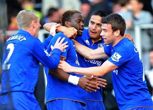 Double Delight: Louis Saha Scores Everton's Second Goal Against Fulham (October 2011)