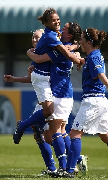 Everton Ladies Celebrate Gwen Harries Goal in FA WSL Action vs. Lincoln Ladies (06 May 2012)