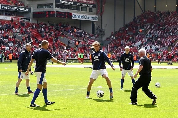 Everton Players Gear Up for Liverpool Showdown: Anfield Warm-Up (05-05-2013)