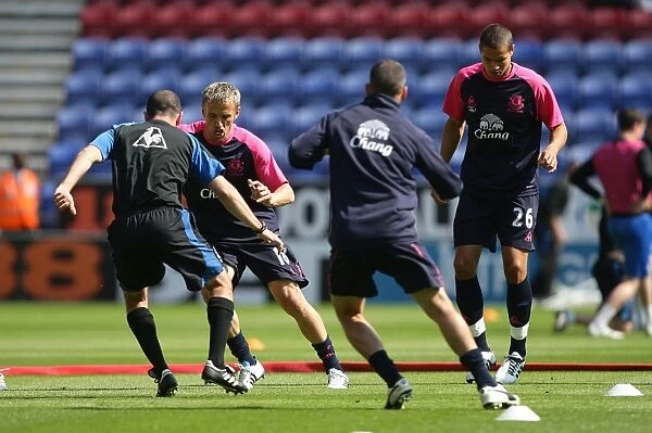 Everton Players Prepare for Kick-off Against Wigan Athletic, Barclays Premier League (April 30, 2011)