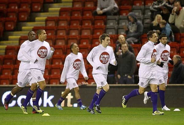 Everton Players Prepare for Liverpool Showdown at Anfield - Barclays Premier League (13 March 2012)