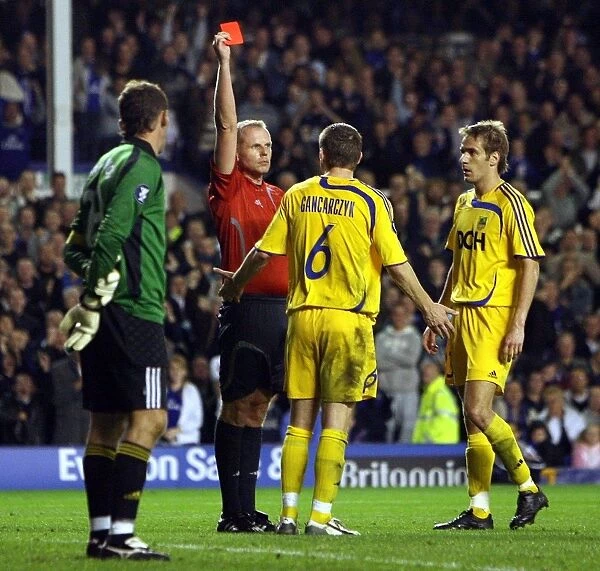Everton vs Metalist Kharkiv: Seweryn Gancarczyk's Red Card - UEFA Cup First Leg, Goodison Park, 2007