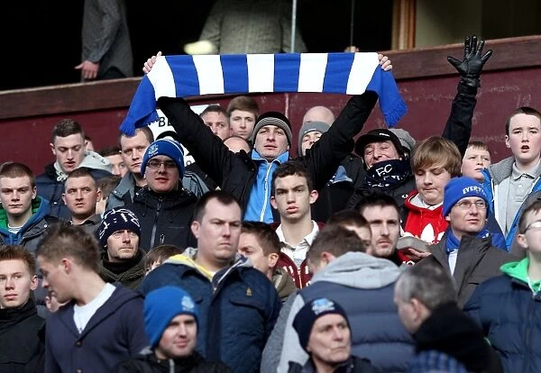 Evertonians Roar at Villa Park: Unified Support during Aston Villa vs. Everton, Barclays Premier League (14 January 2012)
