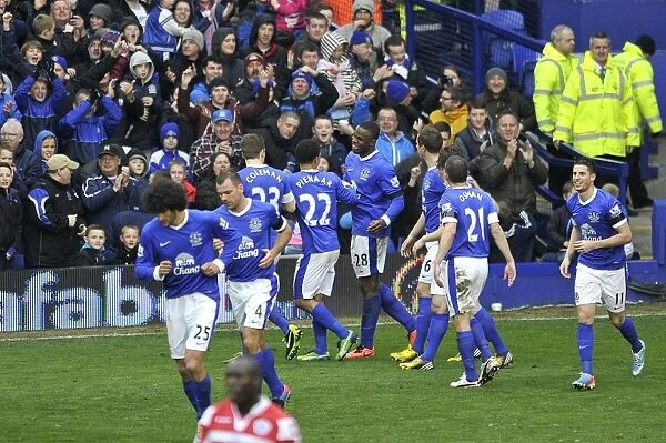 Everton's Double Advantage: Celebrating Goal Number Two Against Queens Park Rangers (13-04-2013)