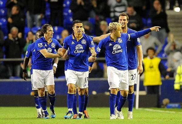 Everton's Double Delight: Phil Neville Scores Second Goal vs. West Brom in Carling Cup Round 3 (September 21, 2011)