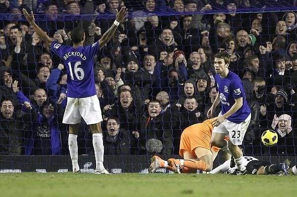 Everton's Double Strike: Seamus Coleman's Goal and Spurs Disappointment (Everton v Tottenham Hotspur, Barclays Premier League, Goodison Park, 05 January 2011)