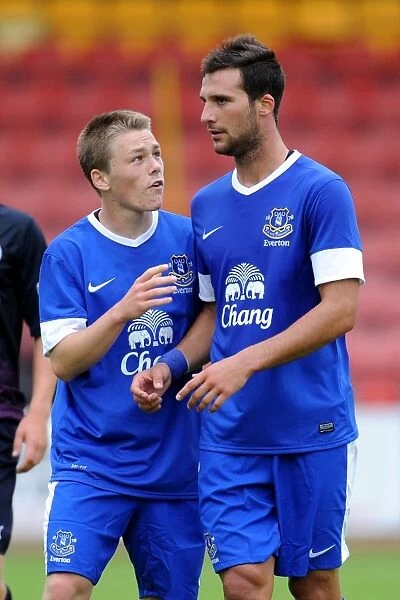 Everton's George Green and Apostolos Vellios in Action: Pre-Season Friendly vs. Partick Thistle at Firhill Stadium