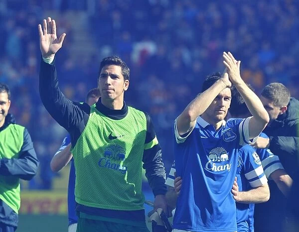 Everton's Glory: Barry and Robles Celebrate with Fans (Hull City 0-2 Everton, May 2014)