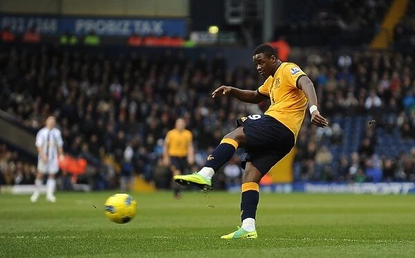 Everton's Magaye Gueye Unleashes a Shot at The Hawthorns: Everton vs. West Bromwich Albion, Barclays Premier League (01 January 2012)