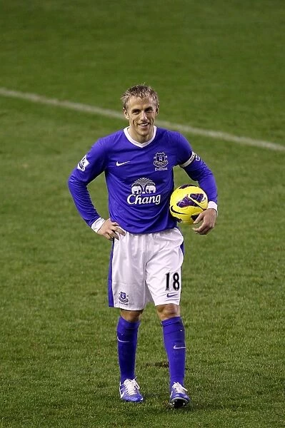 Everton's Phil Neville: Triumphant Reaction to Victory over Wigan Athletic (26-12-2012, Everton 2 - Wigan Athletic 1, Goodison Park)