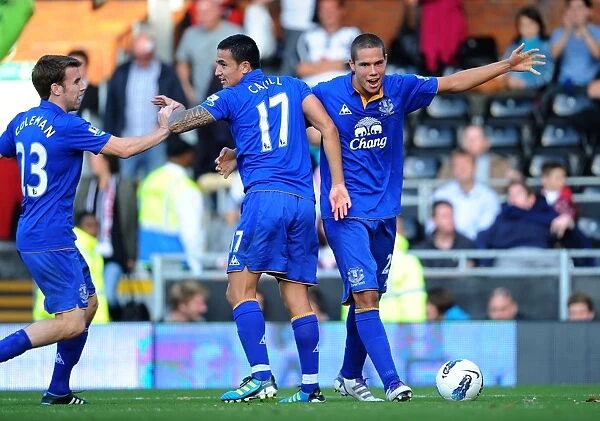 Everton's Rodwell and Cahill: Celebrating Their Third Goal Against Fulham (October 23, 2011)