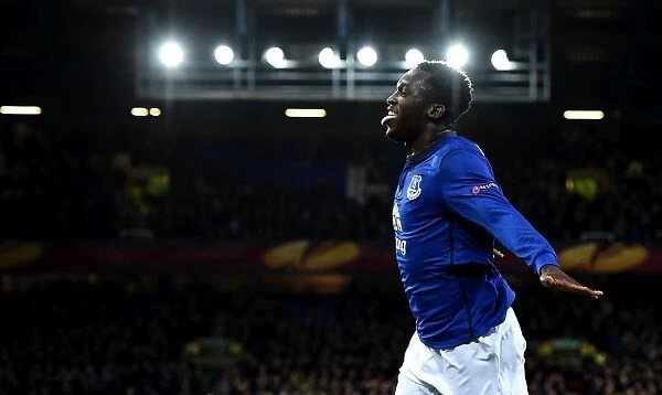 Everton's Romelu Lukaku: Celebrating His Second Goal in Europa League Victory Over Young Boys
