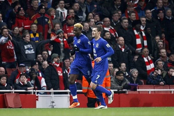 Everton's Saha and Bilyaletdinov: Celebrating the Opening Goal Against Arsenal (February 2011)