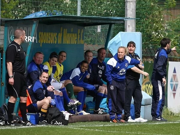 Intense Debate on Everton Ladies Bench: Mo Marley and Team Discuss Controversial FA WSL Call (Arriva Stadium, 06 May 2012)