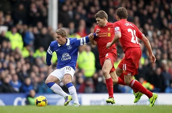 Intense Rivalry: Deulofeu vs Gerrard Battle at Goodison Park - Everton vs Liverpool, Premier League (23-11-2013)