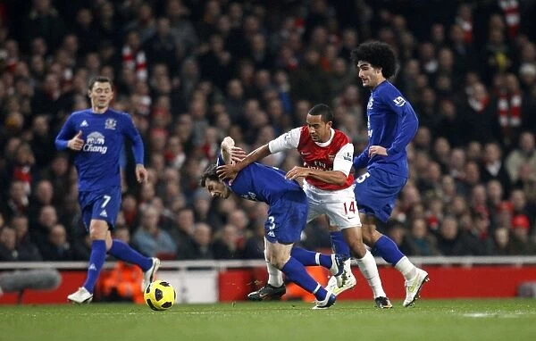 Intense Rivalry: Walcott vs. Baines - Arsenal vs. Everton, Premier League Showdown (February 2011)