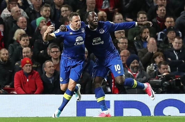 Jagielka and Lukaku Celebrate First Goal: Everton's Victory Moment at Old Trafford against Manchester United, Premier League
