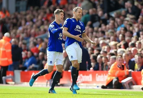 Jagielka Strikes First: Everton's Upset Goal in Liverpool Rivalry, Barclays Premier League 2014