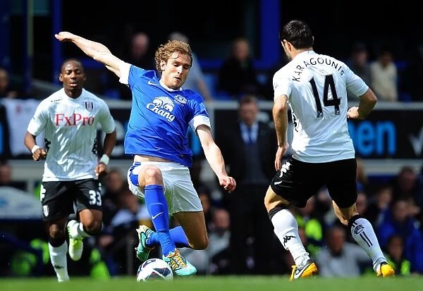 Jelavic vs. Karagounis: Everton's Edge in a Tight 1-0 Victory over Fulham (Barclays Premier League, 2013)